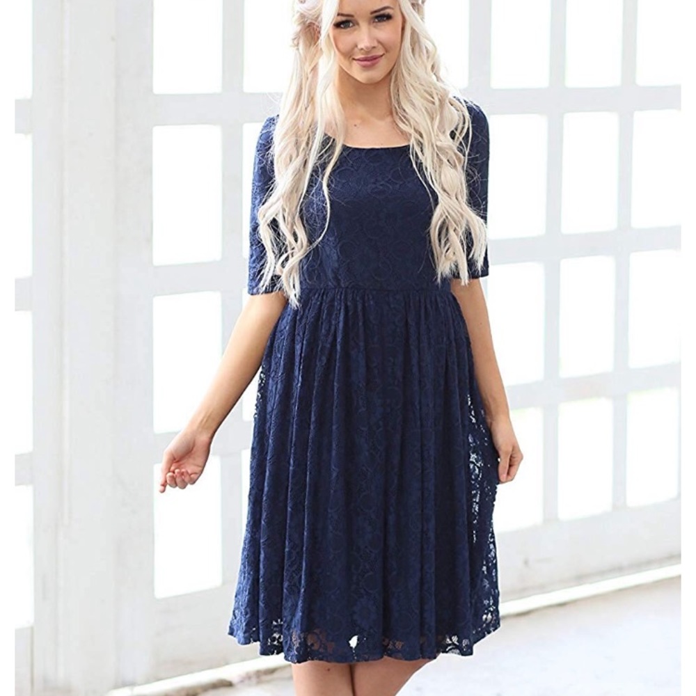 Navy Blue Lace Dress